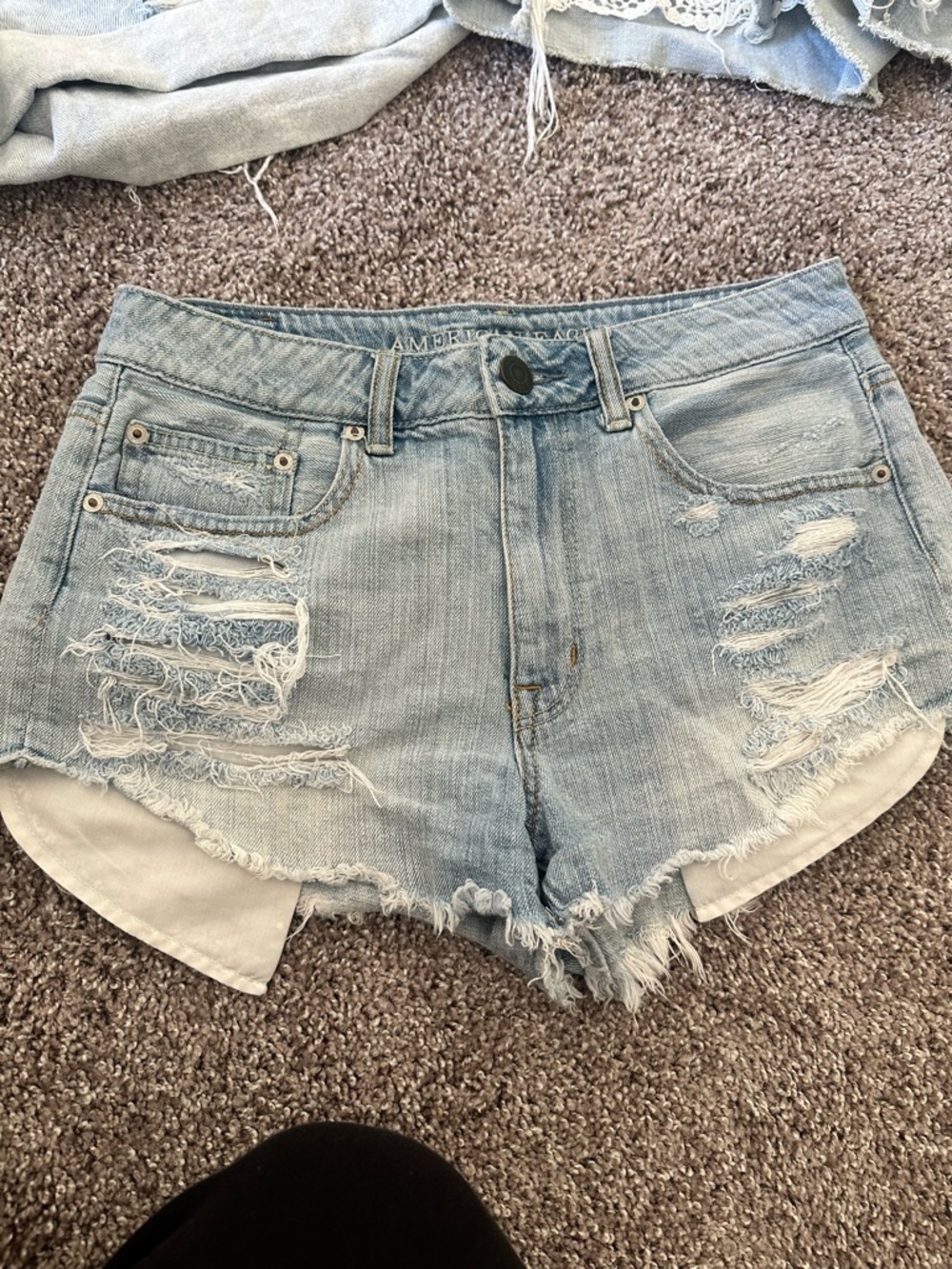 American Eagle Outfitters Light Wash Distressed Denim Shorts